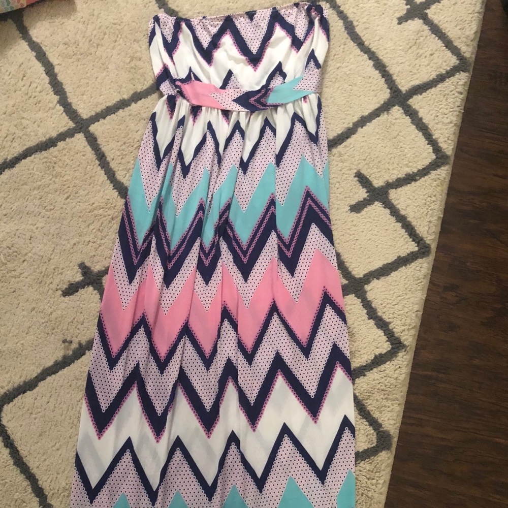 Pink and blue ZigZag Maxi Dress